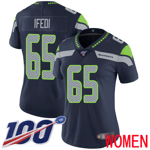 Seattle Seahawks Limited Navy Blue Women Germain Ifedi Home Jersey NFL Football #65 100th Season Vapor Untouchable